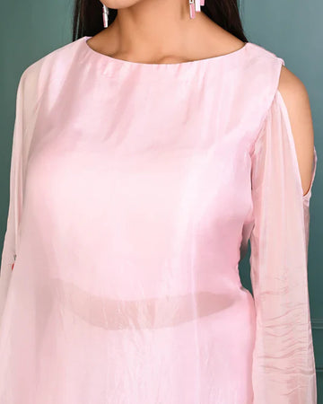 Fuchsia Pink Embroidered Top and Draped Skirt A Statement of Timeless Grace