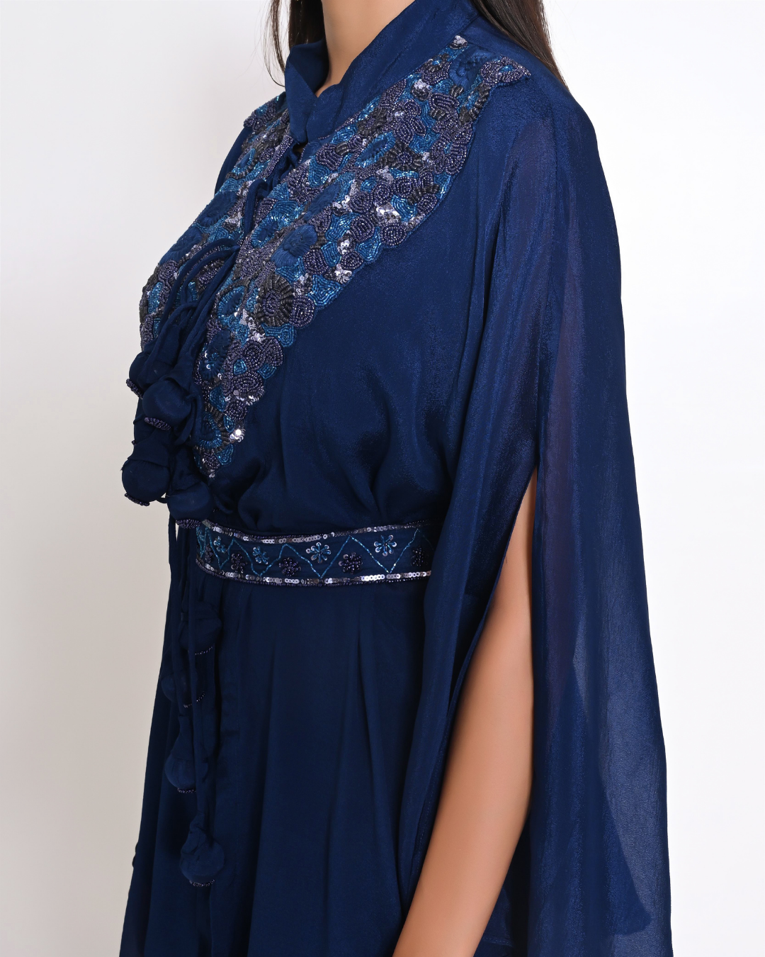 Blue Kaftan Style Tunic Set