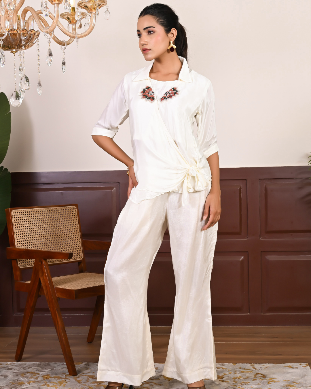 Angrakha Tunic With Bell Bottom Pants Coord