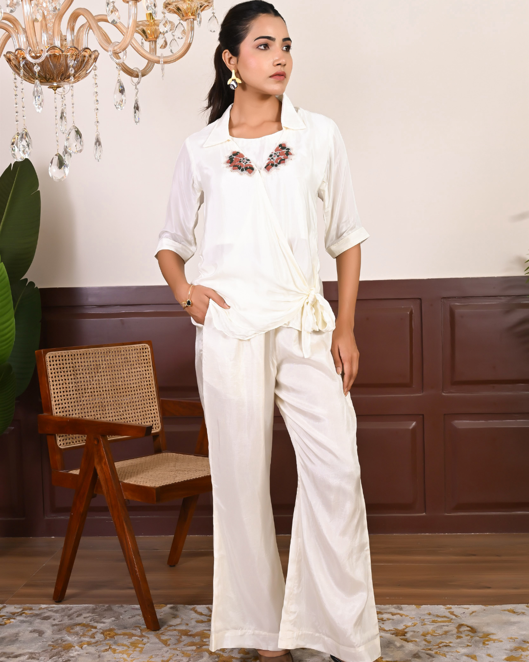 Angrakha Tunic With Bell Bottom Pants Coord