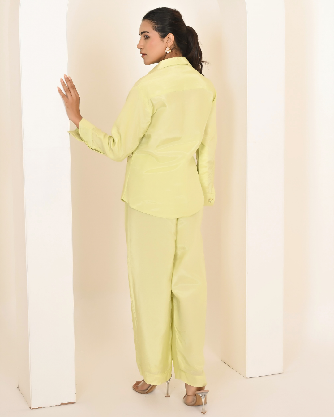 Mint Green Pearl Embroiderd Shirt Set