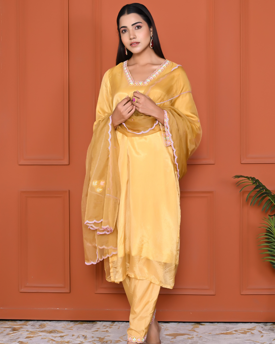 Yellow Mellow Pakistani Style Kurta Dupatta Set