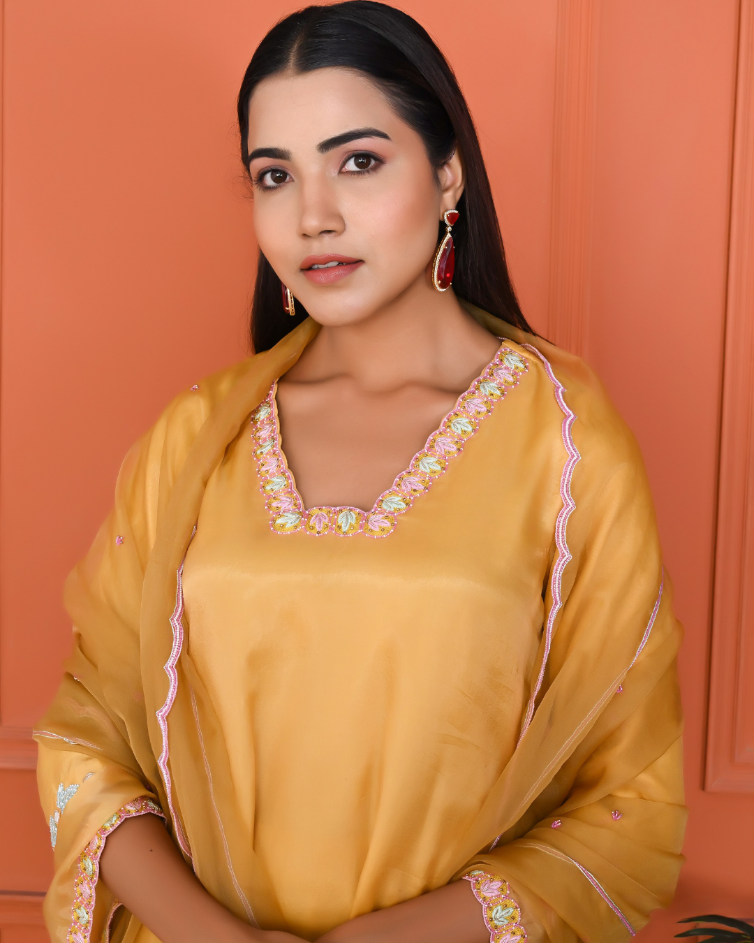 Yellow Mellow Pakistani Style Kurta Dupatta Set