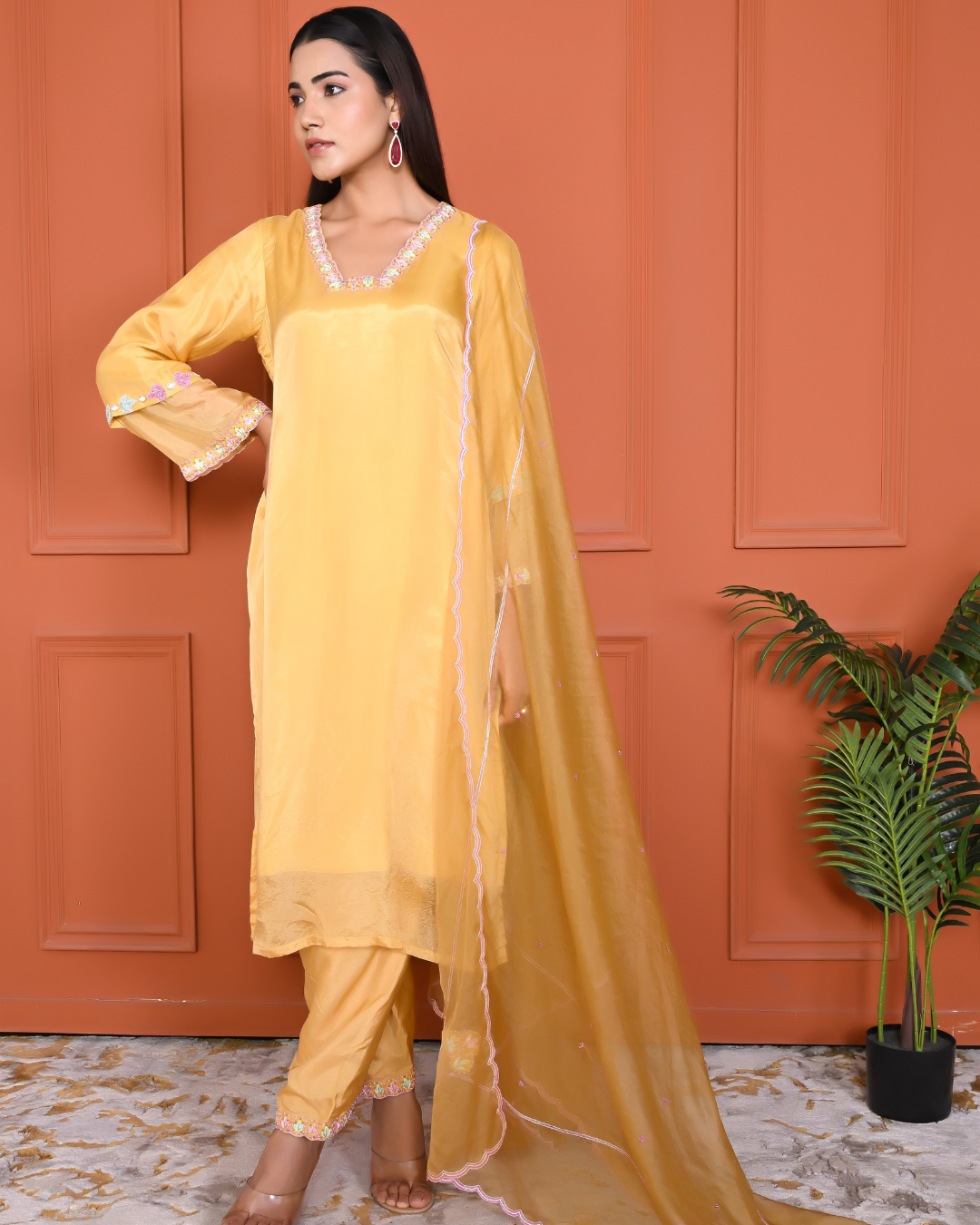 Yellow Mellow Pakistani Style Kurta Dupatta Set