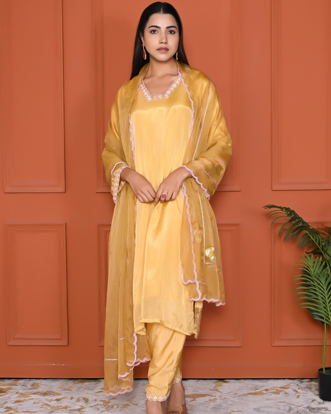 Yellow Mellow Pakistani Style Kurta Dupatta Set