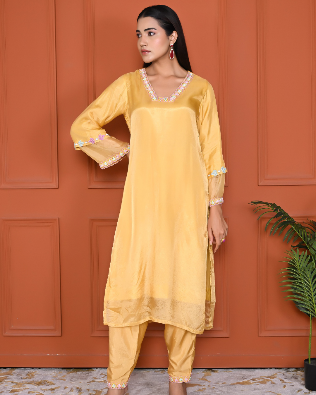 Yellow Mellow Pakistani Style Kurta Dupatta Set