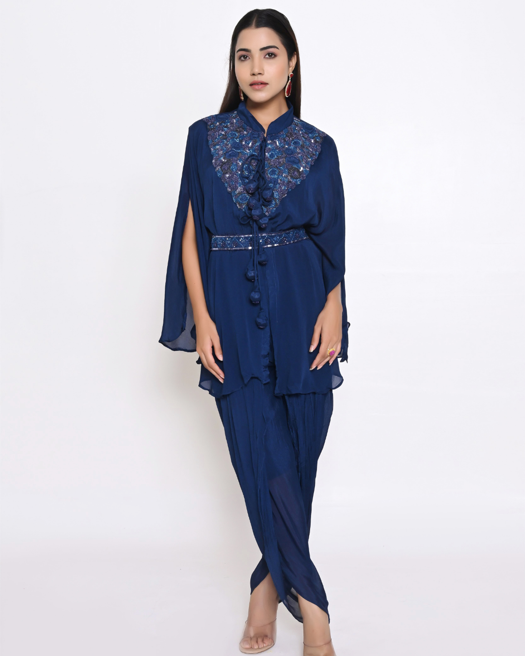 Blue Kaftan Style Tunic Set