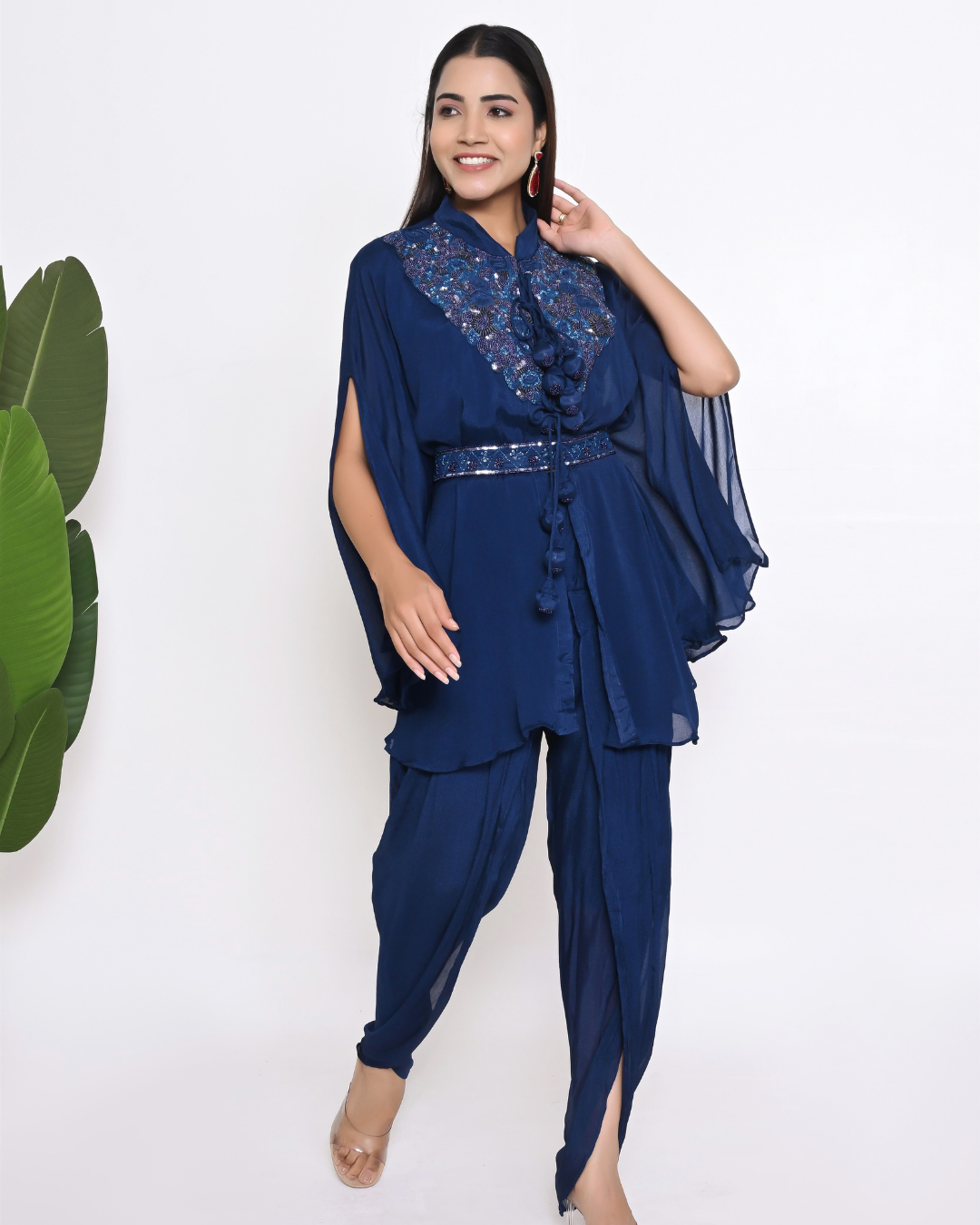 Blue Kaftan Style Tunic Set