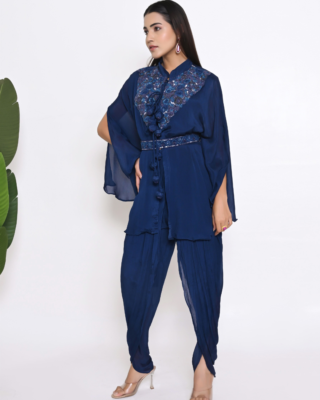 Blue Kaftan Style Tunic Set