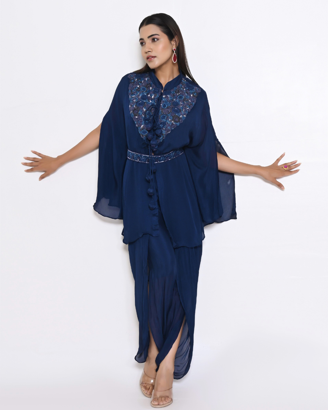 Blue Kaftan Style Tunic Set