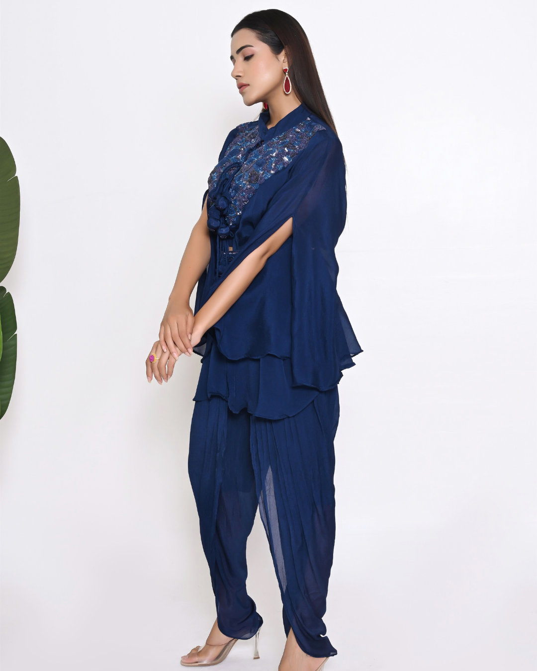 Blue Kaftan Style Tunic Set