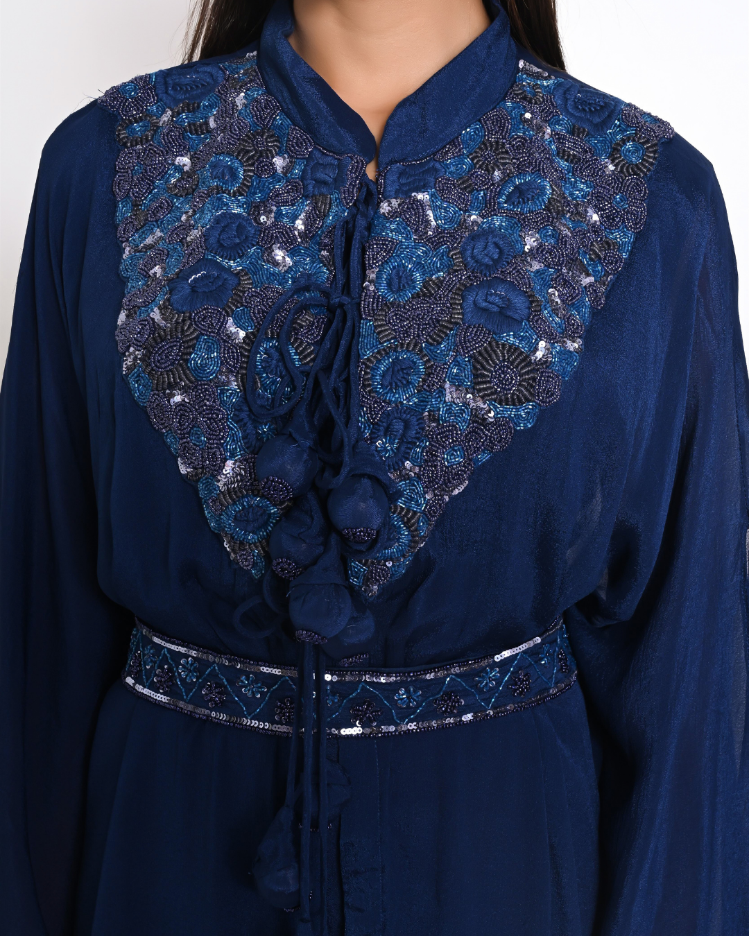 Blue Kaftan Style Tunic Set