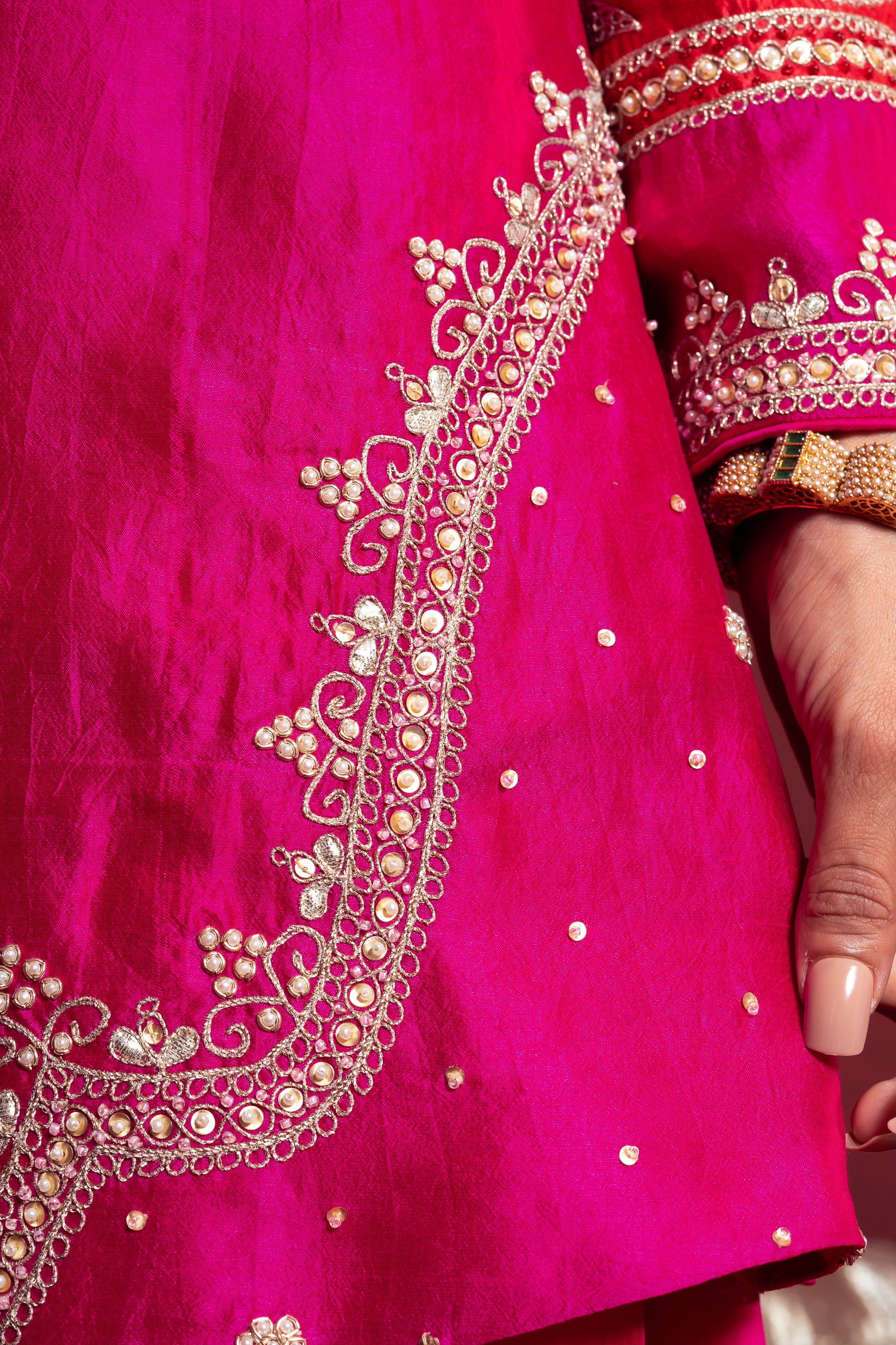 Magenta Pink Embroidered Sharara Suit Set